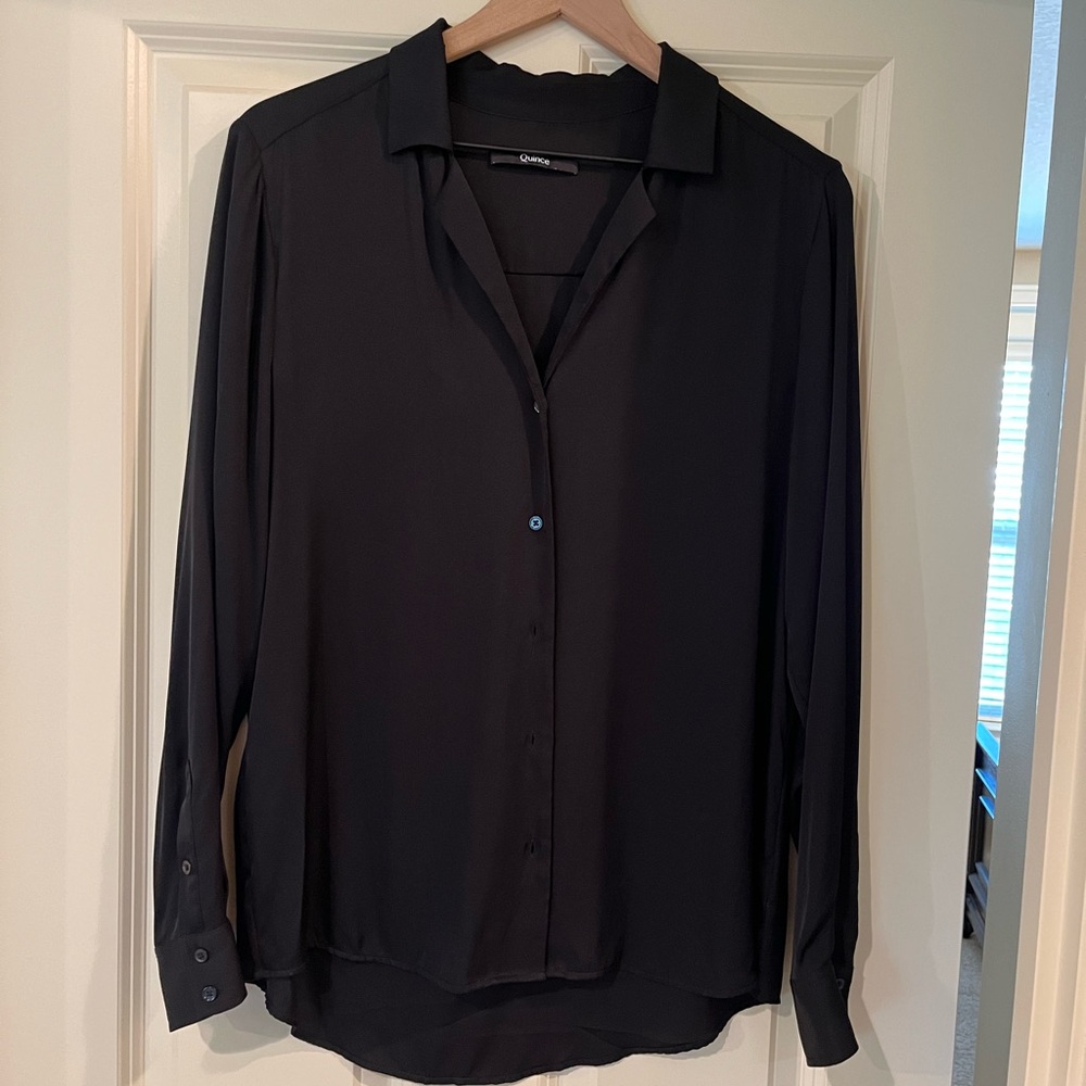 Quince notch collar 100% silk blouse